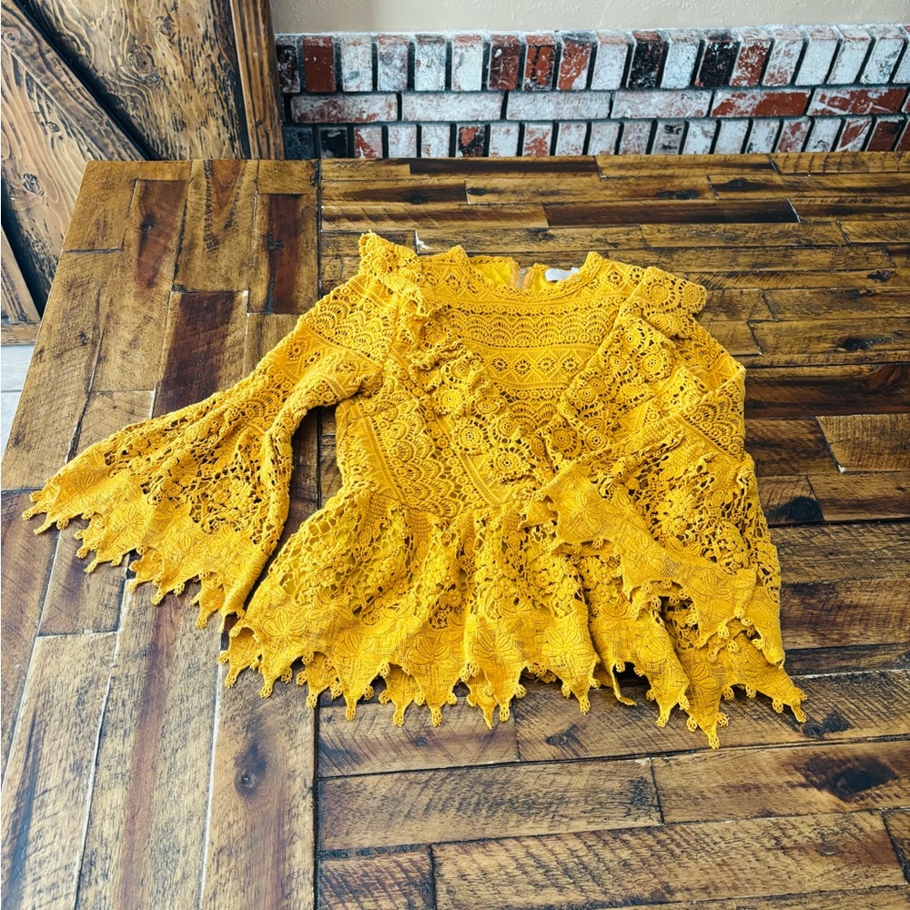 Champagne Mustard Lace Blouse